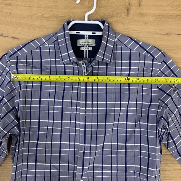 ZARA MENS BLUE PLAID CASUAL DRESS SHIRT - SIZE SMALL - Picture 2 of 6